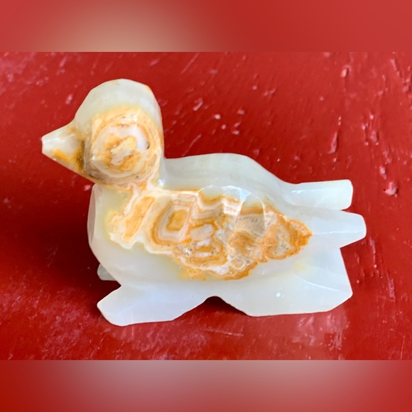 Vintage Hand Carved Artisan Onyx Marble Stone Duck Bird Figurine Statuette - Picture 9 of 16